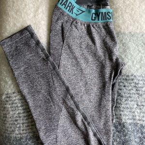 gymshark grey/teal flex leggings